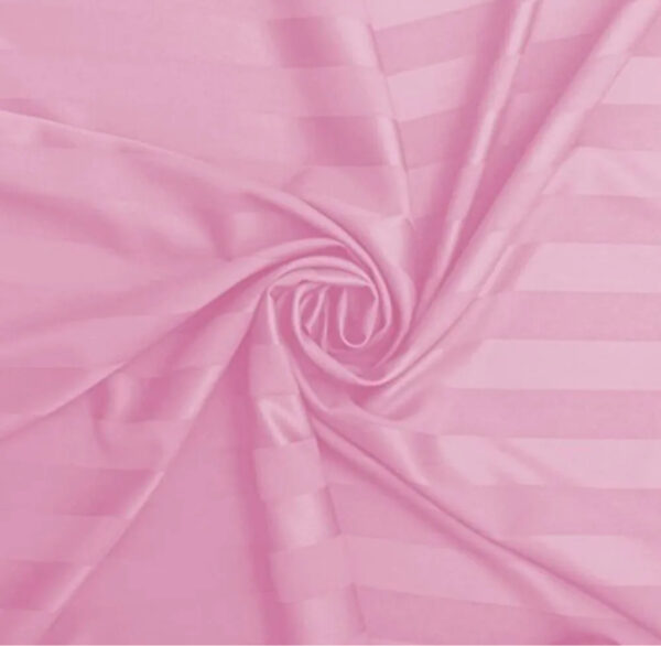 Satin Stripe Polycotton Double Bedsheet with Pillowcases, 90x100 inches, Pink - Image 4