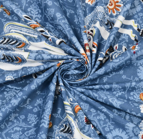 Traditional Handblock Ethnic Print Pure Cotton King size Bedsheet Set, 108x108 Inches, Blue - Image 2