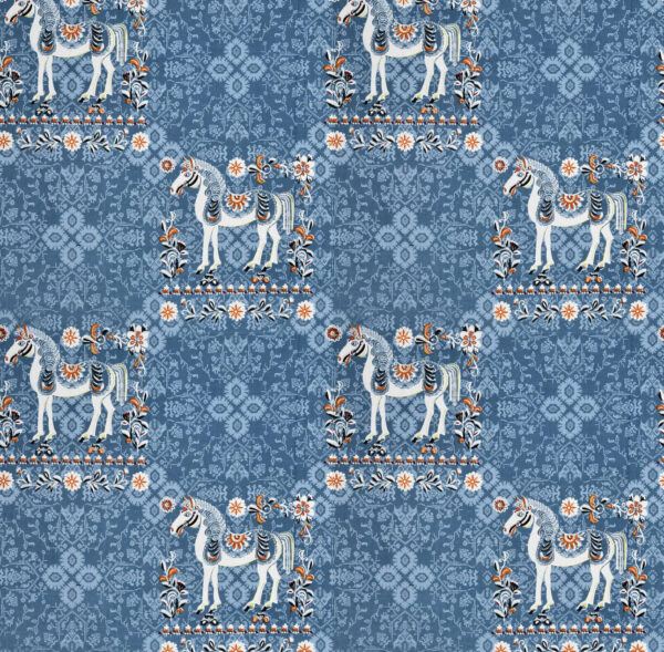 Traditional Handblock Ethnic Print Pure Cotton King size Bedsheet Set, 108x108 Inches, Blue - Image 5