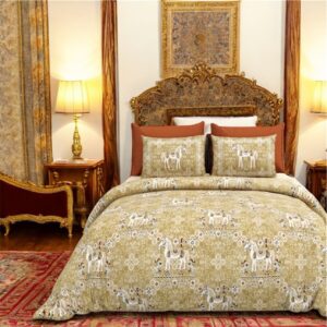 Traditional Handblock Ethnic Print Pure Cotton King size Bedsheet Set, 108x108 Inches, Brown