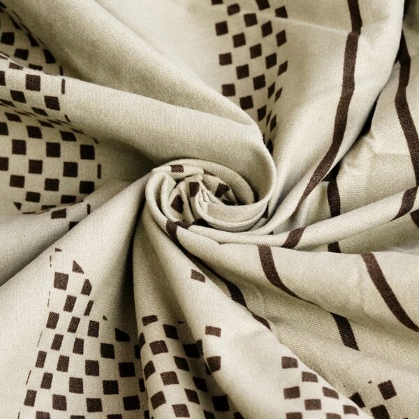 Double Bed Fitted Glace Cotton Bedsheet with 2 Pillow Covers, Modern Print, 72x78x6 Inches - Image 3