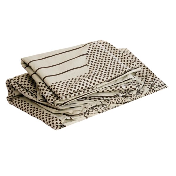 Double Bed Fitted Glace Cotton Bedsheet with 2 Pillow Covers, Modern Print, 72x78x6 Inches - Image 4