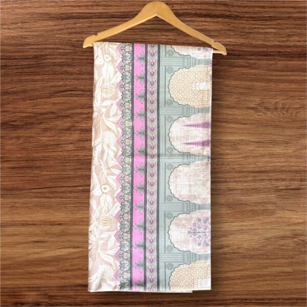 Luxury Double Bedsheet Set with Pillow Cases, Pink and Gold Floral Print, 108x108 Inch, Traditional Architectural Design - Image 2