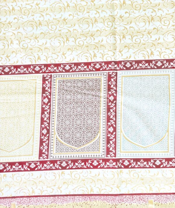 Luxury Double Bedsheet Set with Pillow Cases, Red and Gold Print, 108x108 Inch, Traditional Architectural Design - Image 3