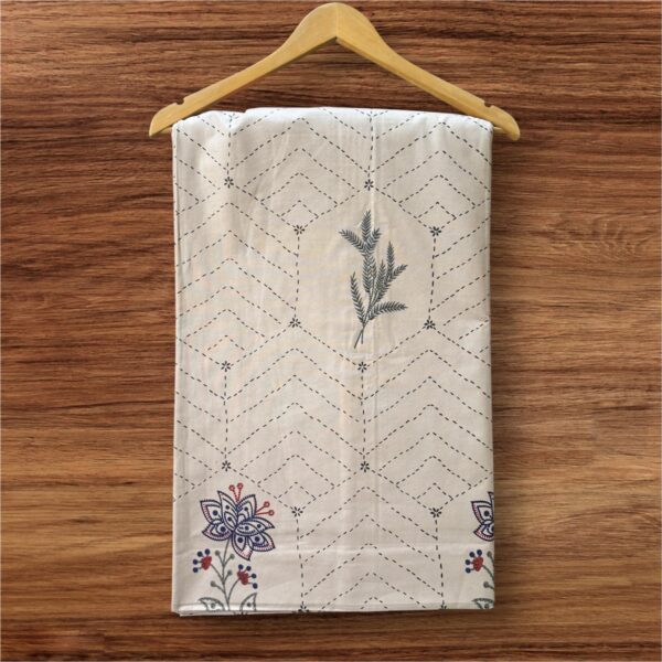 Floral Embroidered Soft Cotton Double Bedsheet, Brown with Red Pillow Cases, Contemporary Design, 108x108 Inches - Image 4