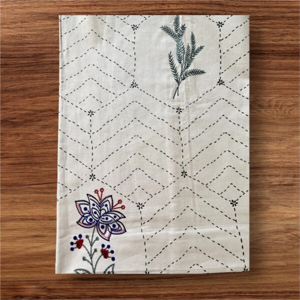 Floral Embroidered Soft Cotton Double Bedsheet, Brown with Red Pillow Cases, Contemporary Design, 108x108 Inches - Image 5