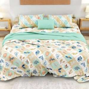 Soft Cotton 100% King Size Bedsheet set with coordinated pillow covers 108x108 inches, Mint Green