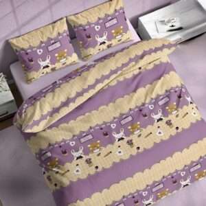 Pure Cotton Kids Bedsheet with Bunny Print, Purple, 90x108 Inches