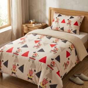 Kids Cotton Single Bedsheet Set, Teddy Bear Print