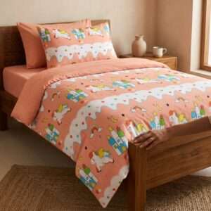 Kids Cotton Single Bedsheet Set, Unicorn Print