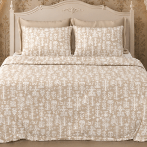 The Botanical print collection: Earthy Beige Pure Cotton Double Bedsheet Set 95x108 Inches